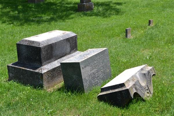 Vandalized tombstone