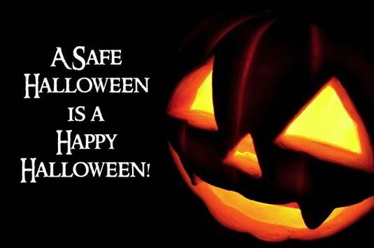 A safe Halloween is a happy Halloween with glowing jack-o-lantern